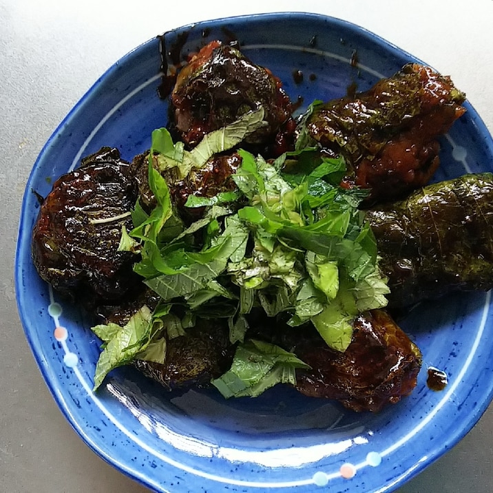 合い挽き肉だんごのあまから大葉包み焼き レシピ 作り方 By かも00 楽天レシピ